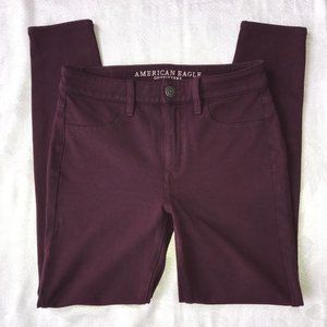 American Eagle Dark Maroon Super Stretch X High Rise Jegging Size 6